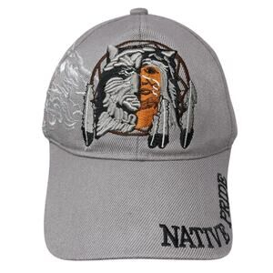 Native Pride Strapback Baseball Cap Gray OS Adjustable Embroidered CTS Hats